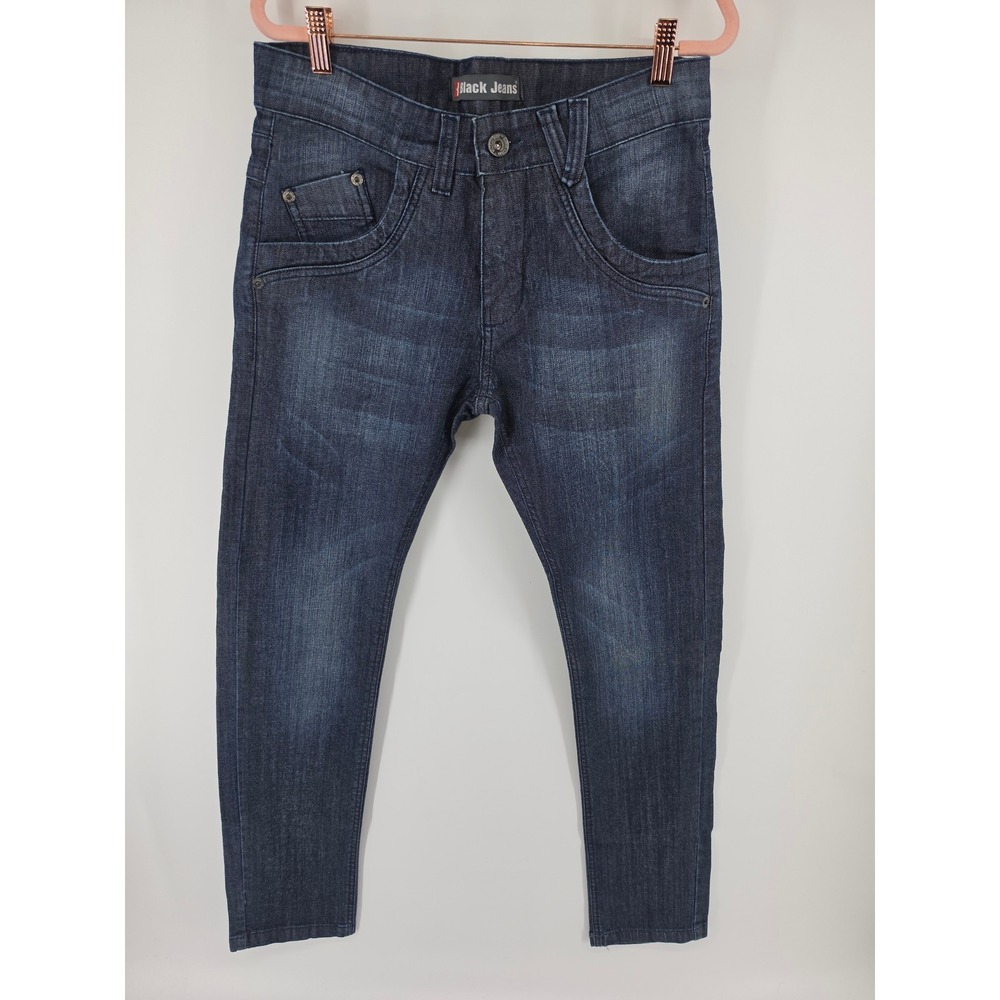 Black Jeans Mens Dark Wash Slim Tapered Denim Pants Size 40 Brazil Made